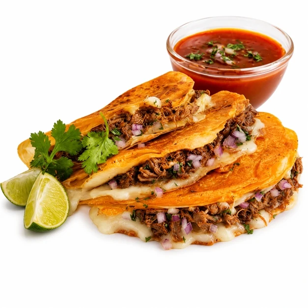 Taco Ranch Birria Tacos mit Consommé und Limette